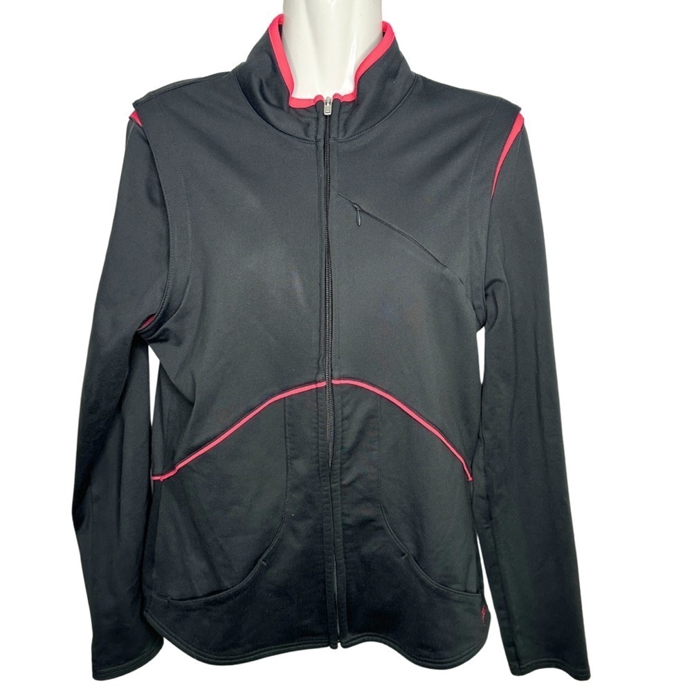 Reebok Play Dry Full zip Fleece Jacket Gray Breast Cancer Awareness embroider
